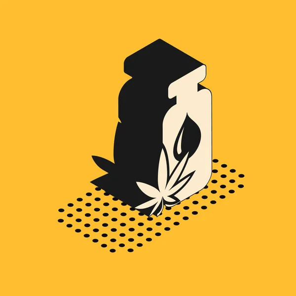 Isométrique Marijuana Médicale Feuille Cannabis Goutte Huile Olive Icône Isolée — Image vectorielle