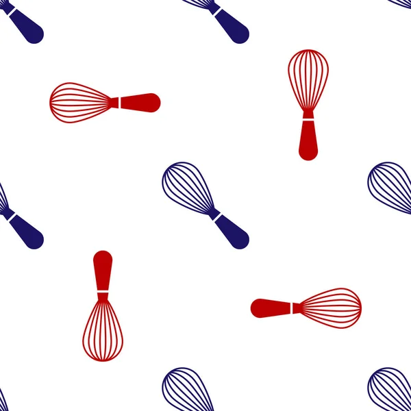 Blauw en rood Keuken garde pictogram geïsoleerd naadloos patroon op witte achtergrond. Kookgerei, eierklopper. Bestekbord. Voedselmix symbool. Vector Illustratie — Stockvector