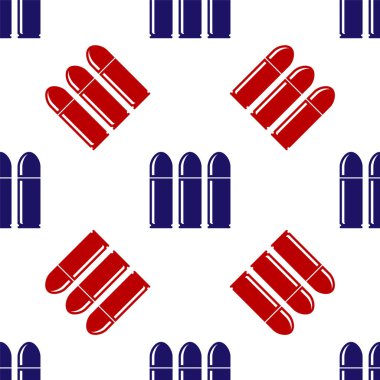 Mavi ve kırmızı kurşun ikonu beyaz arkaplandaki kusursuz deseni izole etti. Vektör İllüstrasyonu