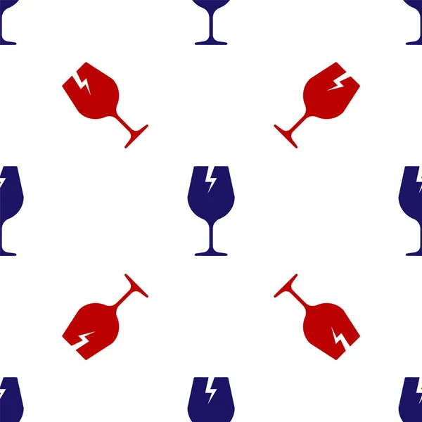 Symbole en verre cassé fragile bleu et rouge pour les boîtes de livraison icône motif isolé sans couture sur fond blanc. Illustration vectorielle — Image vectorielle