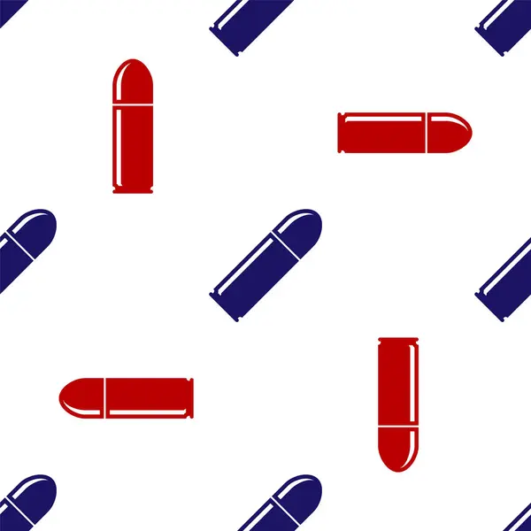 Azul y rojo icono de bala aislado patrón sin costuras sobre fondo blanco. Ilustración vectorial — Archivo Imágenes Vectoriales