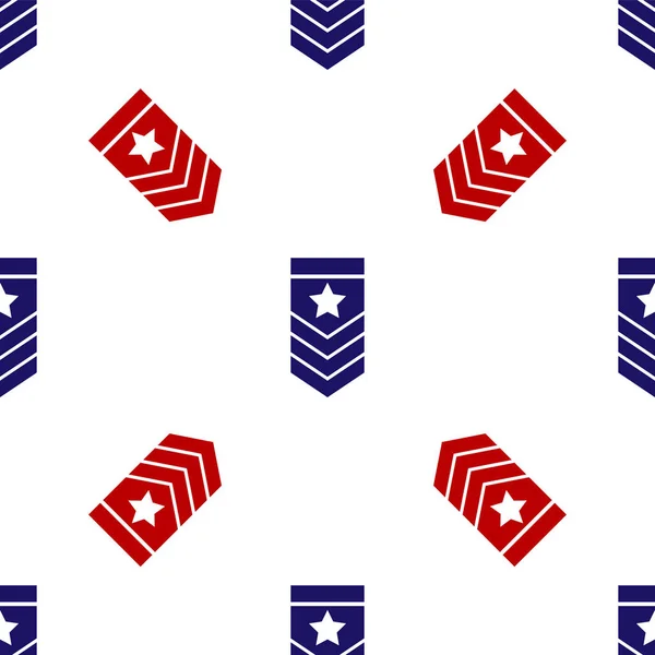 Azul y rojo Chevron icono aislado patrón sin costuras sobre fondo blanco. Signo de placa militar. Ilustración vectorial — Archivo Imágenes Vectoriales