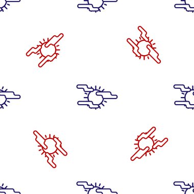 Mavi ve kırmızı sis ve güneş ikonu beyaz arka planda izole edilmiş pürüzsüz desen. Vektör İllüstrasyonu