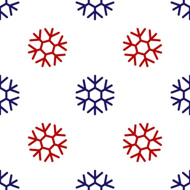 Mavi ve kırmızı Kar Tanesi simgesi beyaz arkaplandaki kusursuz deseni izole etti. Vektör İllüstrasyonu