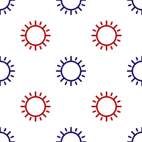 Blå och röd sol ikon isolerad sömlös mönster på vit bakgrund. Vektor Illustration — Stock vektor