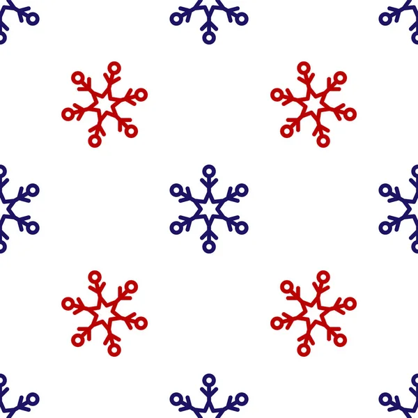Modrá a červená Snowflake ikona izolované bezešvé vzor na bílém pozadí. Vektorová ilustrace — Stockový vektor