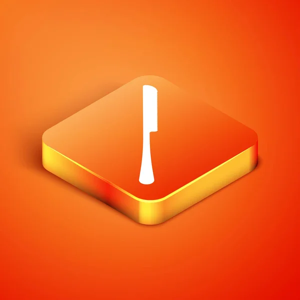 Isometric Knife icon isolated on orange background. Cutlery symbol. Vector Illustration — Stock Vector