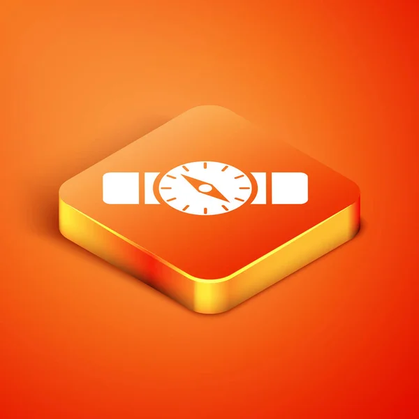 Isometrisk kompass ikon isolerad på orange bakgrund. Windrose navigeringssymbol. Vindrosa tecken. Vektor Illustration — Stock vektor