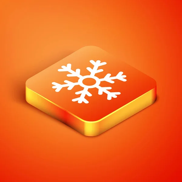 Ícone de floco de neve isométrico isolado no fundo laranja. Ilustração vetorial — Vetor de Stock