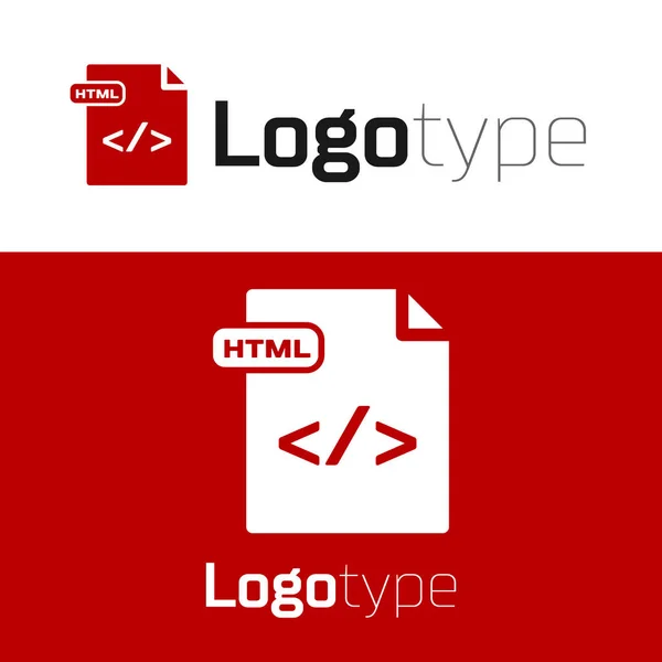 Documento del file HTML rosso. Scarica l'icona del pulsante html isolato su sfondo bianco. Simbolo file HTML. Simbolo del linguaggio Markup. Elemento modello di design logo. Illustrazione vettoriale — Vettoriale Stock