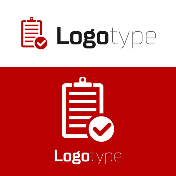 Rouge Vérification de la liste de livraison presse-papiers et icône de stylo isolé sur fond blanc. Modèle de conception de logo élément. Illustration vectorielle — Image vectorielle