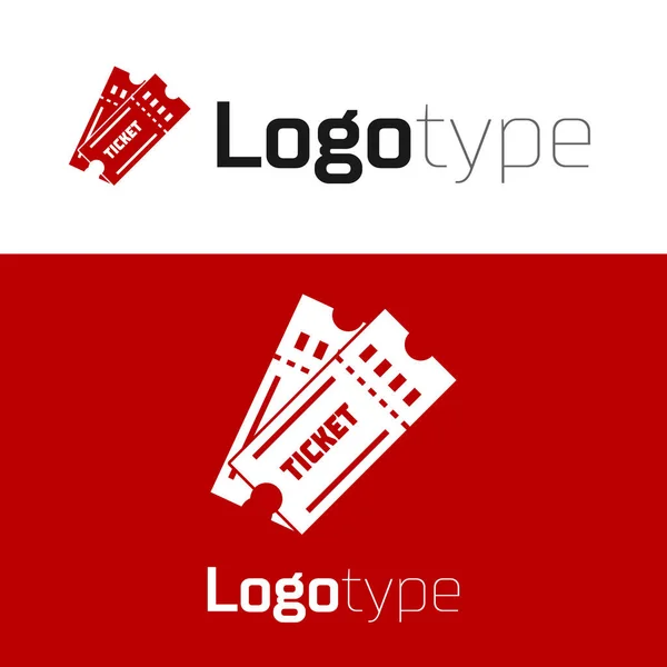 Ícone de ingresso vermelho isolado no fundo branco. Elemento de modelo de design de logotipo. Ilustração vetorial —  Vetores de Stock