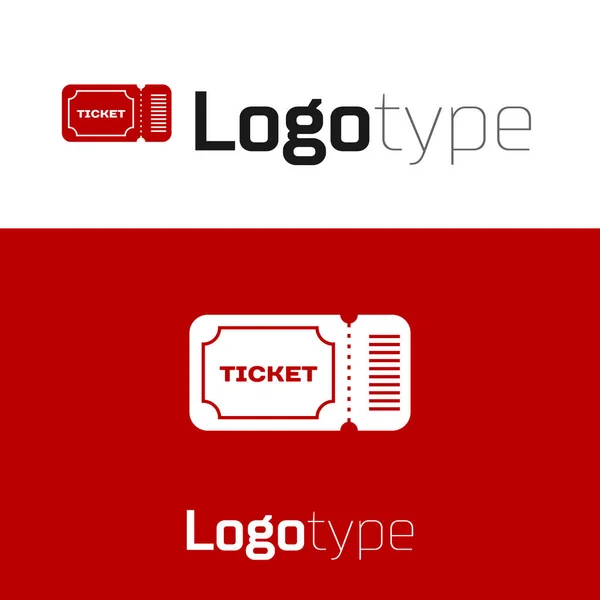 Ikon Tiket Merah diisolasi pada latar belakang putih. Unsur templat desain logo. Ilustrasi Vektor - Stok Vektor