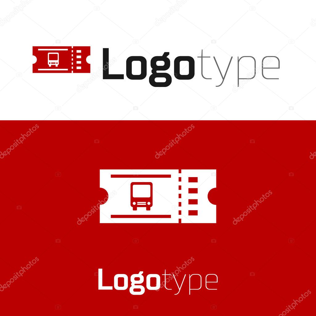 Red Bus ticket icon isolated on white background. Public transport ticket. Logo design template element. Vector Illustration