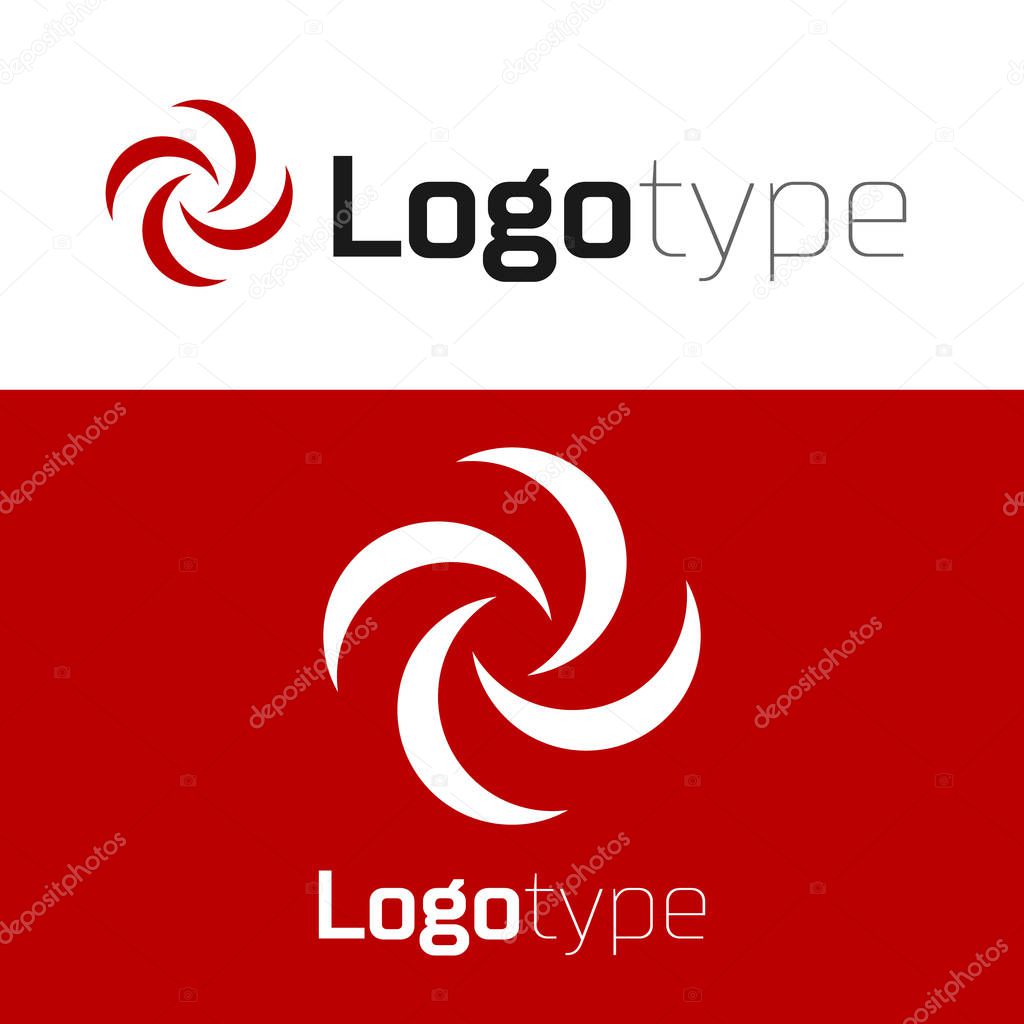 Red Tornado icon isolated on white background. Cyclone, whirlwind, storm funnel, hurricane wind or twister weather icon. Logo design template element. Vector Illustration
