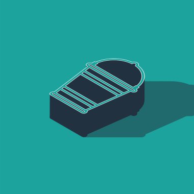 Isometric Bucket simgesi yeşil arkaplanda izole edildi. Vektör İllüstrasyonu
