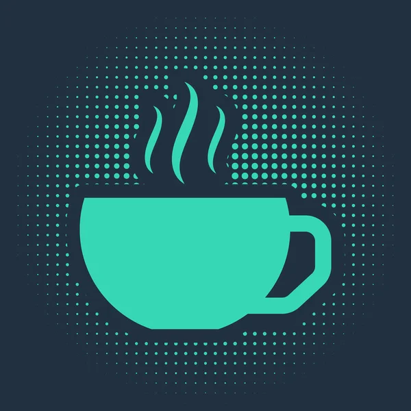 Yeşil Kahve Fincanı Resmi Mavi Arkaplanda Izole Edilmiş Çay Fincanı — Stok Vektör