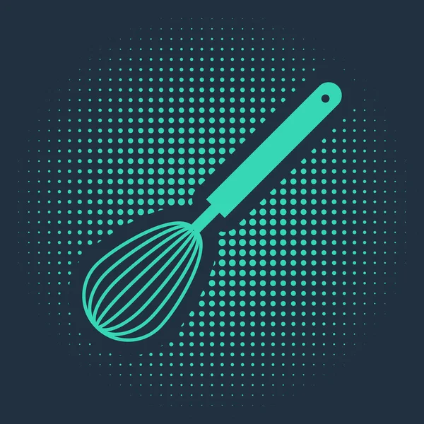 Grünes Küchenbesen Symbol Isoliert Auf Blauem Hintergrund Kochgeschirr Eierbecher Besteckschild — Stockvektor