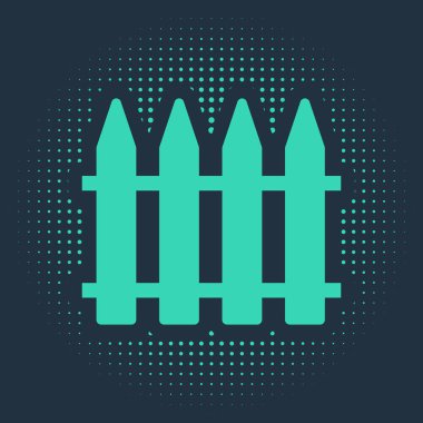 Yeşil Bahçe çiti ahşap ikonu mavi arka planda izole edilmiş. Soyut çember rastgele noktalar. Vektör İllüstrasyonu