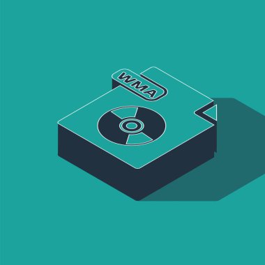 Isometric Wma dosya belgesi. Yeşil arkaplanda wma düğmesi simgesi indir. Wma dosya sembolü. Wma müzik format işareti. Vektör İllüstrasyonu
