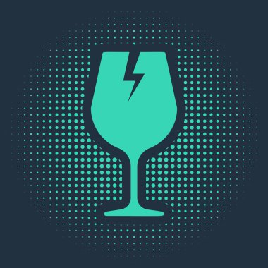 Mavi arka planda izole edilmiş posta kutuları simgesi için yeşil kırılgan cam sembol. Soyut çember rastgele noktalar. Vektör İllüstrasyonu