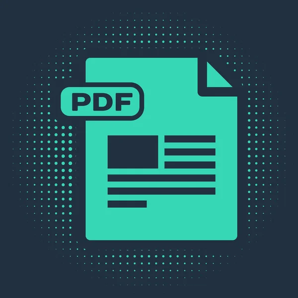 Green Pdf File Document Stáhnout Ikonu Tlačítka Pdf Izolované Modrém — Stockový vektor
