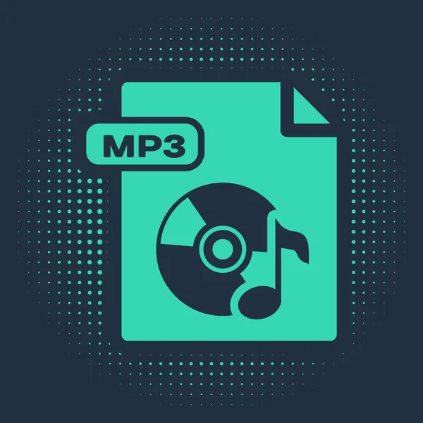 Green Mp3 File Document Download Mp3 Button Icon Isolated Blue — Stock Vector