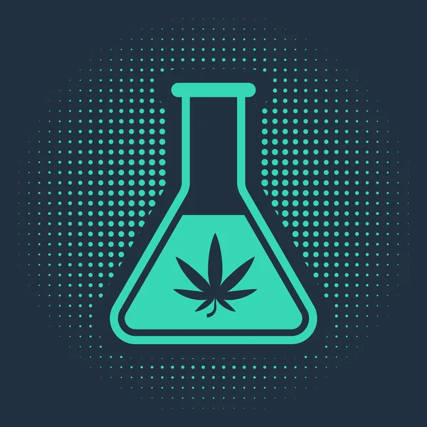 Tubo Ensayo Green Chemical Con Marihuana Icono Hoja Cannabis Aislado — Vector de stock