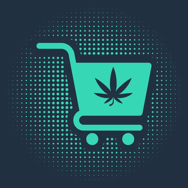 Green Shopping Carrito Con Marihuana Icono Hoja Cannabis Aislado Sobre — Archivo Imágenes Vectoriales