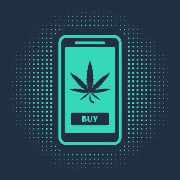 Telefone Móvel Verde Maconha Medicinal Ícone Folha Cannabis Isolado Fundo — Vetor de Stock