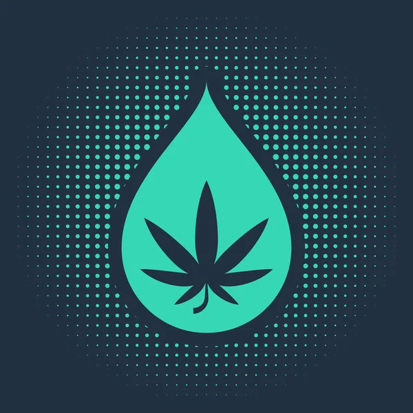 Green Medicinale Marihuana Cannabis Blad Olijfolie Drop Icoon Geïsoleerd Blauwe — Stockvector