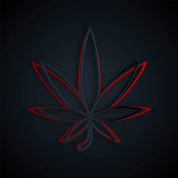 Papier Gesneden Medische Marihuana Cannabis Blad Icoon Geïsoleerd Zwarte Achtergrond — Stockvector