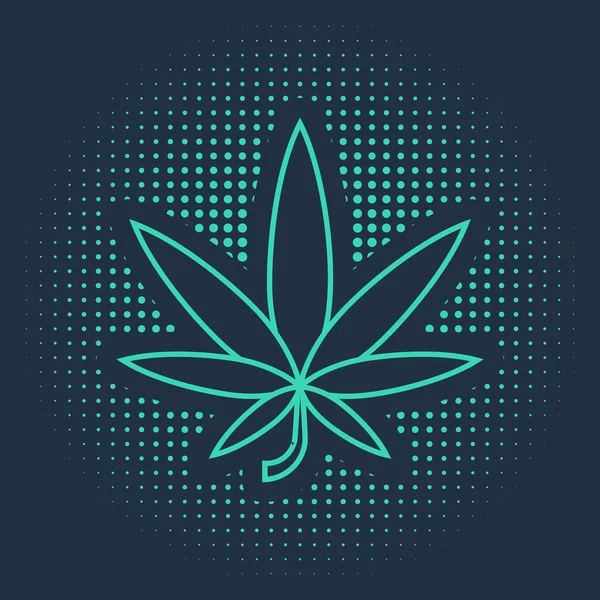 Verde Marihuana Medicinal Icono Hoja Cannabis Aislado Sobre Fondo Azul — Vector de stock