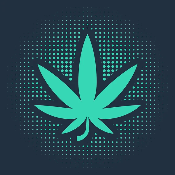 Green Medical Marijuana Ícone Folha Cannabis Isolado Fundo Azul Símbolo — Vetor de Stock