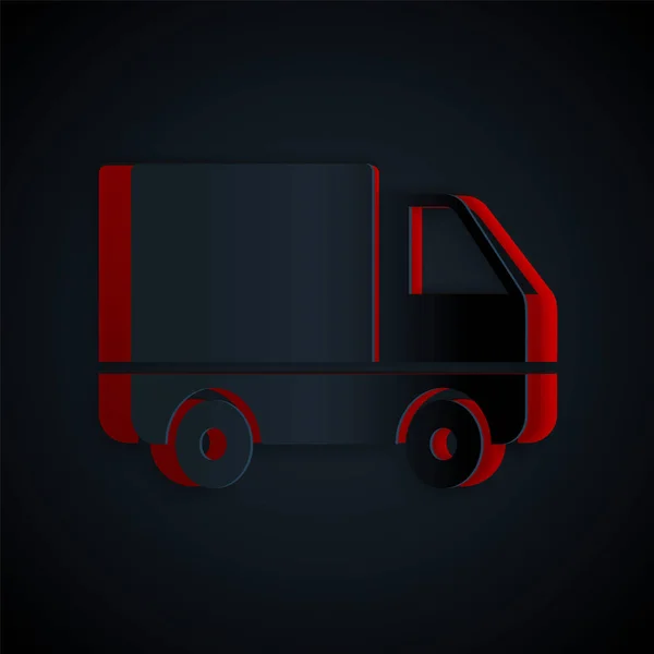 Papiergeschnittene Lieferwagen Symbol Isoliert Auf Schwarzem Hintergrund Papierkunst Vektorillustration — Stockvektor