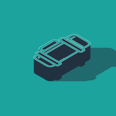 Isometric Termos kabı ikonu yeşil arka planda izole edildi. Termo matara ikonu. Kamp ve yürüyüş ekipmanları. Vektör İllüstrasyonu