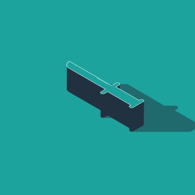 Yeşil arka planda izole edilmiş Isometric Askeri bıçak ikonu. Vektör İllüstrasyonu