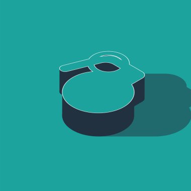 Isometric El bombası ikonu yeşil arka planda izole edildi. Bomba patlaması. Vektör İllüstrasyonu