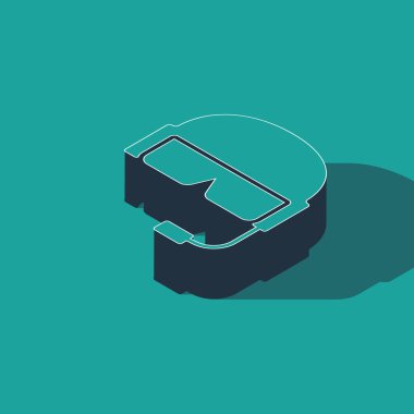 Yeşil arka planda izole edilmiş Isometric Askeri kask ikonu. Ordu şapkasının savunma ve koruma sembolü. Koruyucu şapka. Vektör İllüstrasyonu