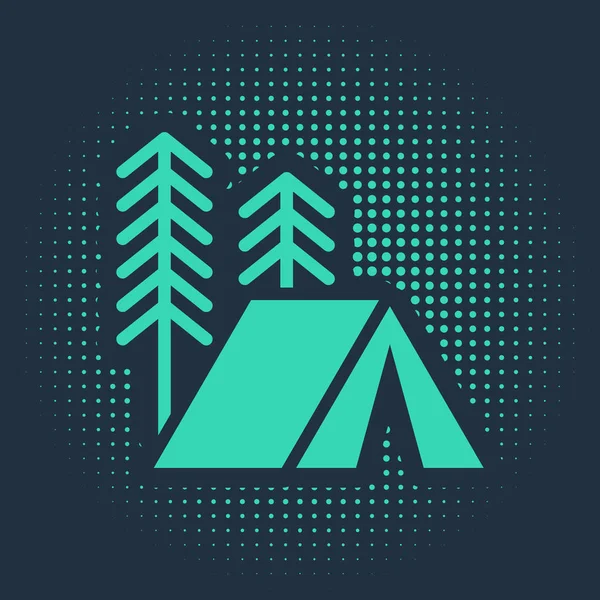 Grünes Touristen Zelt Symbol Isoliert Auf Blauem Hintergrund Zeltlager Abstrakte — Stockvektor