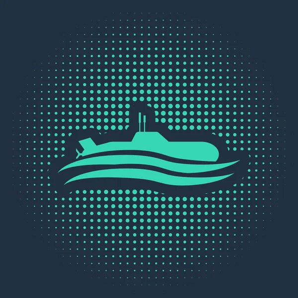 Grünes Boot Symbol Isoliert Auf Blauem Hintergrund Militärschiff Abstrakte Kreis — Stockvektor
