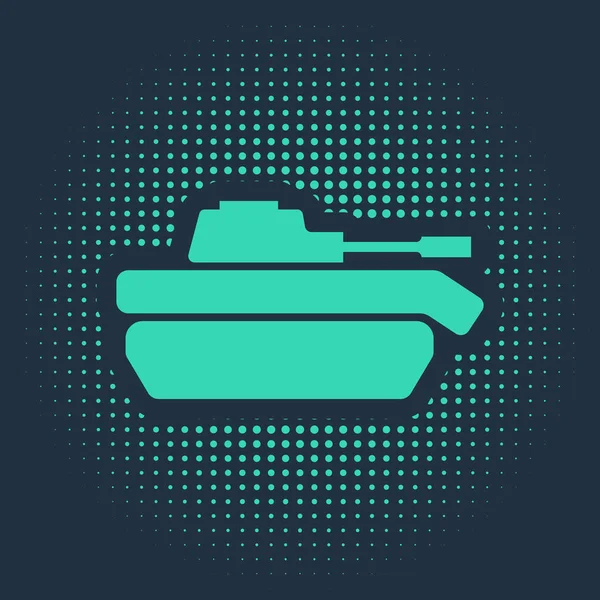 Grön Militär Tank Ikon Isolerad Blå Bakgrund Abstrakt Cirkel Slumpmässiga — Stock vektor