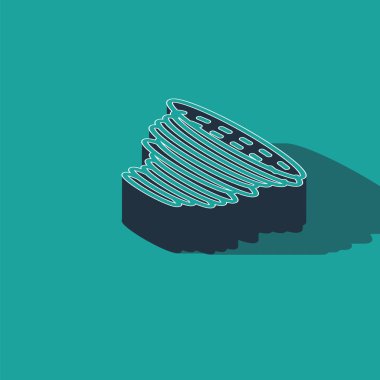 Isometric Tornado icon isolated on green background. Cyclone, whirlwind, storm funnel, hurricane wind or twister weather icon.  Vector Illustration