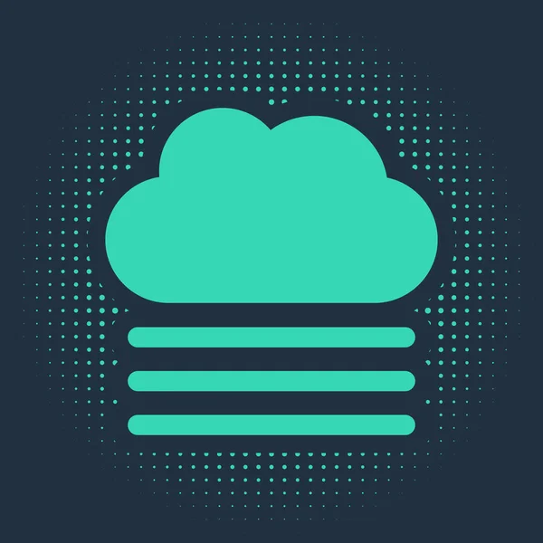 Icona Nebbia Verde Nuvola Isolata Sfondo Blu Cerchi Astratti Puntini — Vettoriale Stock