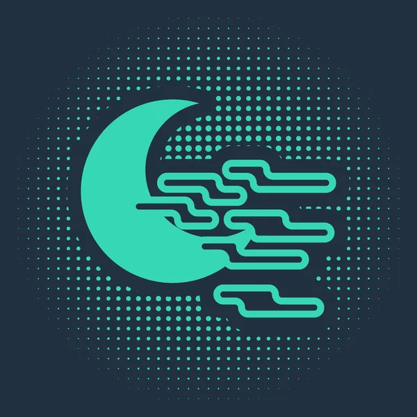 Green Fog Moon Icon Isolated Blue Background Abstract Circle Random — Stok Vektör