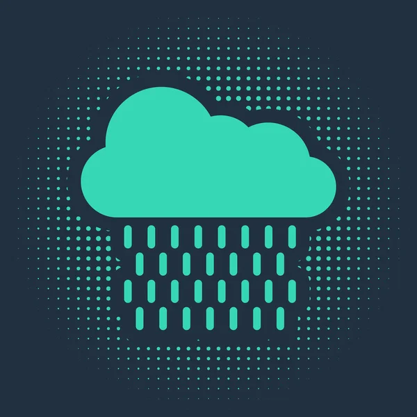 Grüne Wolke Mit Regensymbol Auf Blauem Hintergrund Regenwolken Mit Regentropfen — Stockvektor
