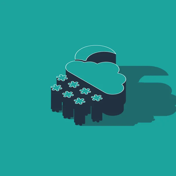 Isometric Cloud Snow Moon Icon Isolated Green Background Cloud Snowflakes — 图库矢量图片