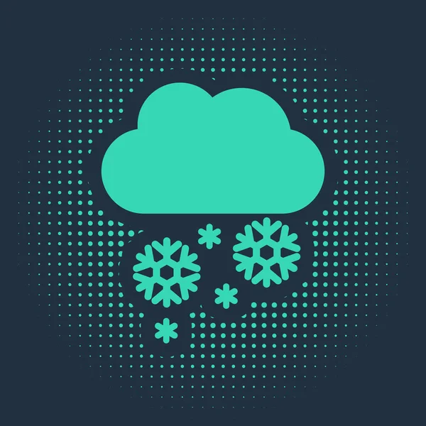 Nube Verde Con Icono Nieve Aislado Sobre Fondo Azul Nube — Vector de stock