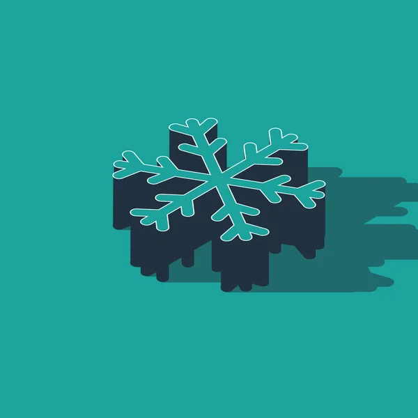 Isometrische Snowflake Icoon Geïsoleerd Groene Achtergrond Vector Illustratie — Stockvector