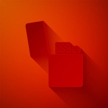 Kağıt kesiği Aydınlık simgesi kırmızı arkaplanda izole edildi. Kağıt sanatı tarzı. Vektör İllüstrasyonu